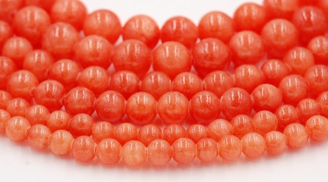Orange melon Jade, 4mm, 6mm, 8mm, 10mm, 12mm Jade Round Beads in Opaque Finish -15 inch strand Main Image