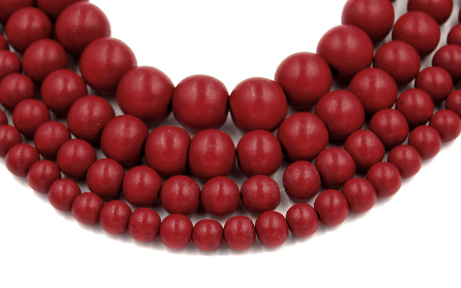Christmas Red Berry Beads 8mm 10mm 12mm 15mm 20mm Dark Red  Wood beads -16 inch strand Hover Image
