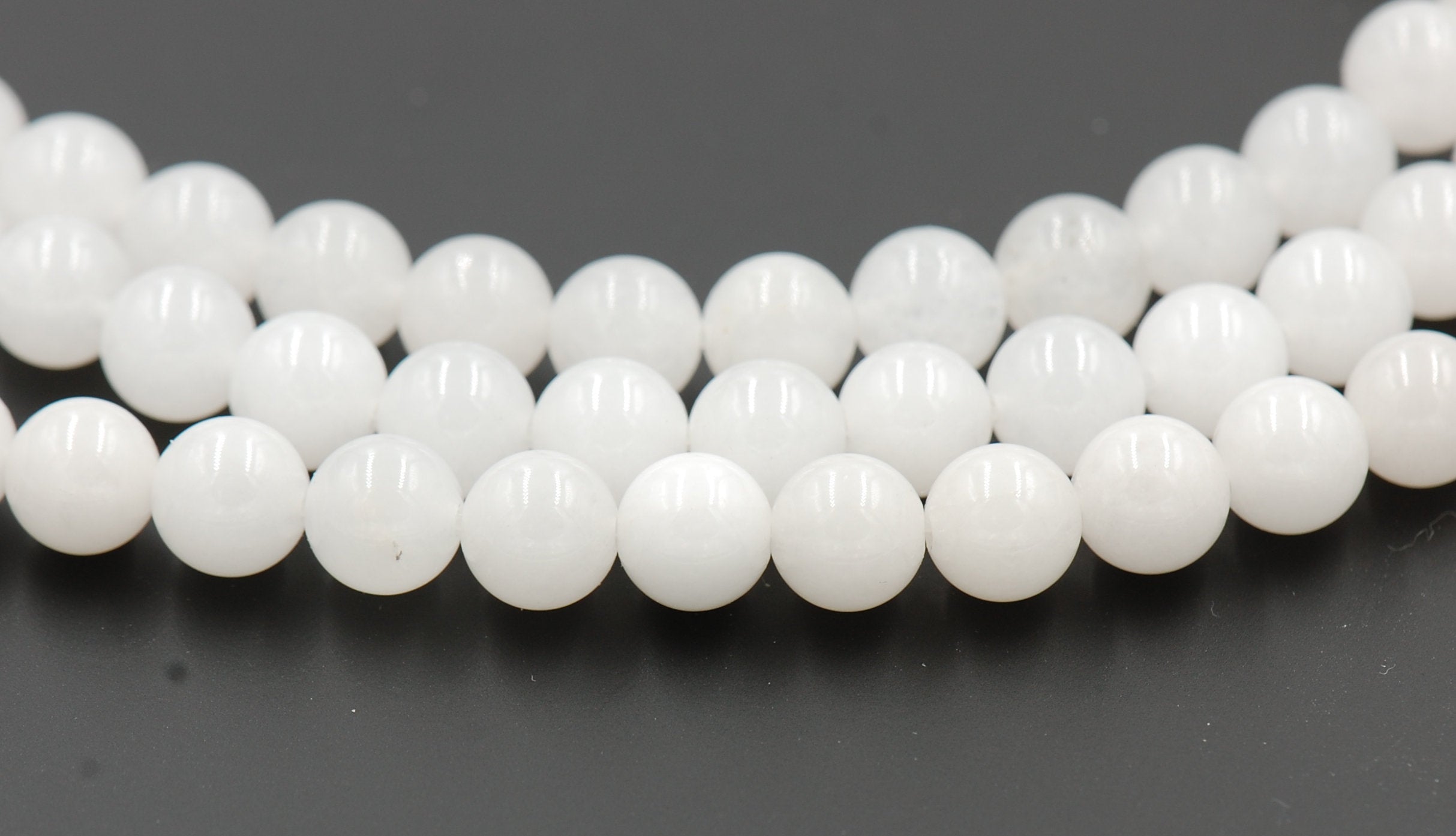 Ecrue White Jade, 4mm, 6mm, 8mm, 10mm, 12mm Jade Round Beads in Semi Opaque Finish -15 inch strand