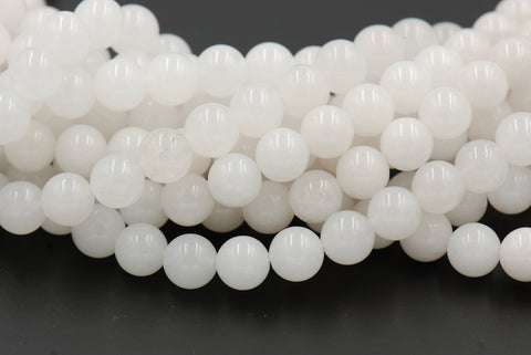 Ecrue White Jade, 4mm, 6mm, 8mm, 10mm, 12mm Jade Round Beads in Semi Opaque Finish -15 inch strand