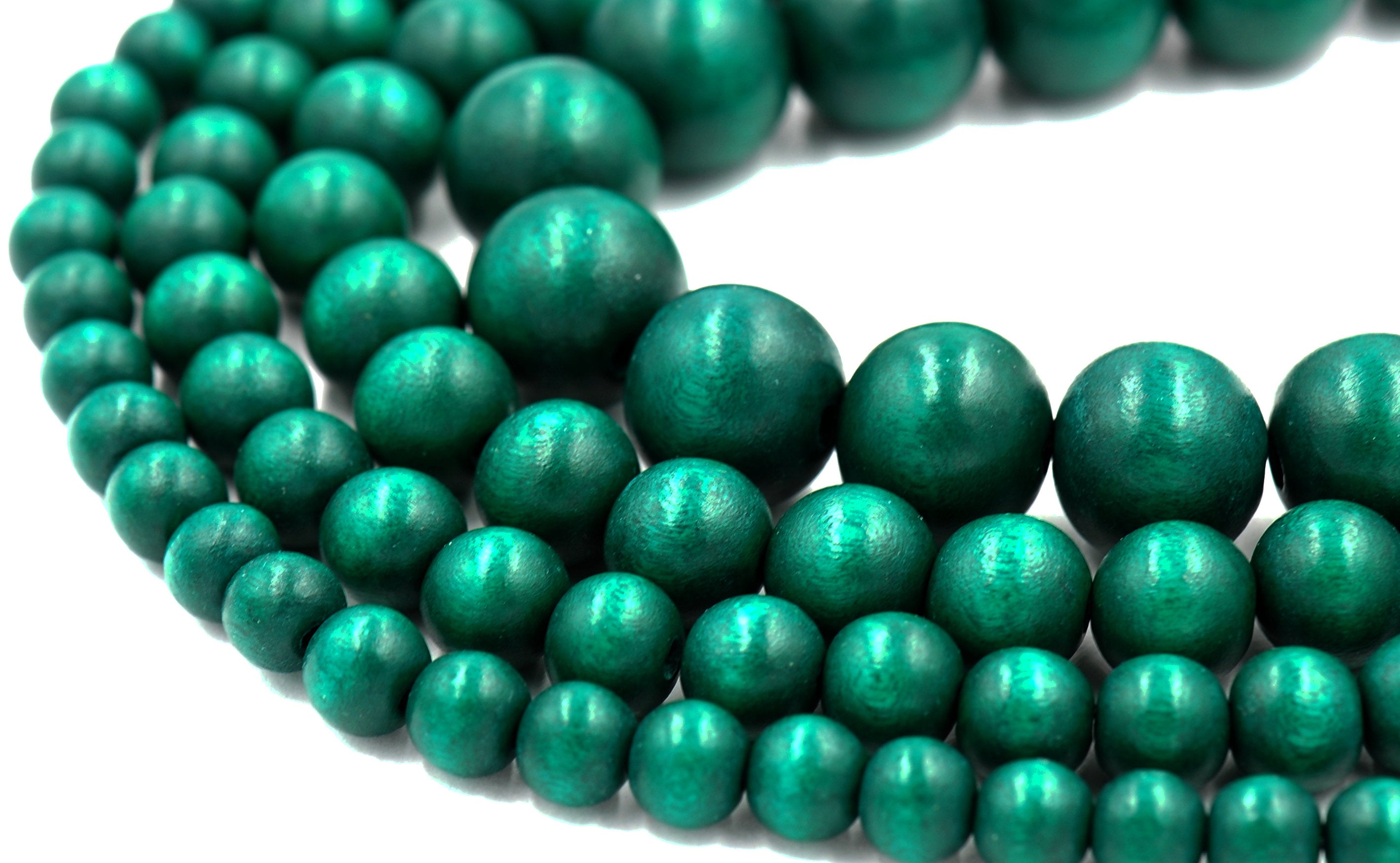 Christmas Green Beads 8mm 10mm Green Wood beads -16 inch strand