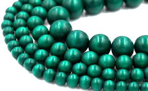 Christmas Green Beads 8mm 10mm Green Wood beads -16 inch strand