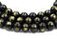 Black Gold Dust Jade 4mm, 6mm, 8mm, 10mm, 12mm Round Beads -15 inch strand