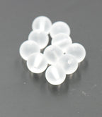 White 8mm Frosted Matte Glass Round Druk Beads - 100 beads