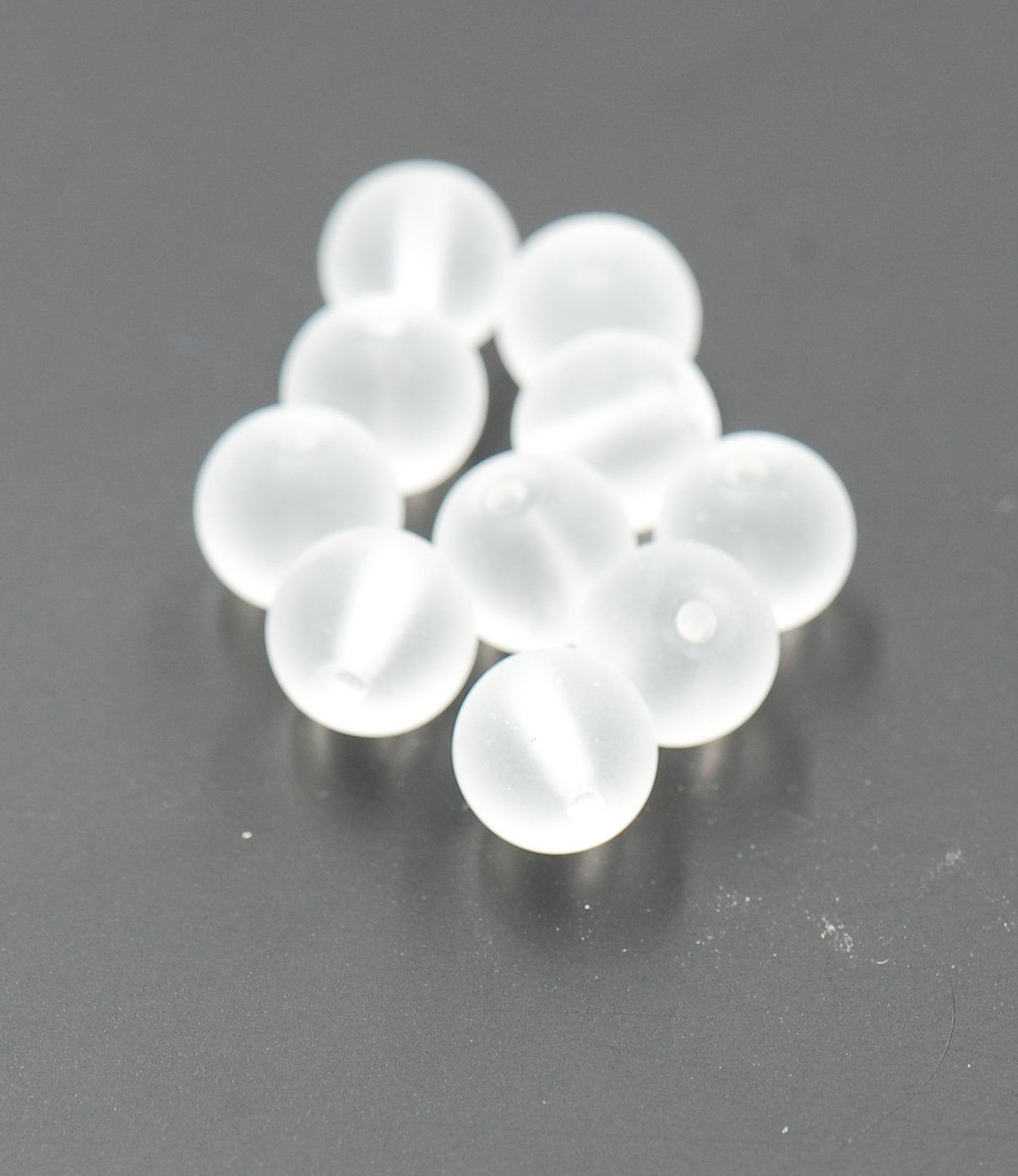 White 8mm Frosted Matte Glass Round Druk Beads - 100 beads
