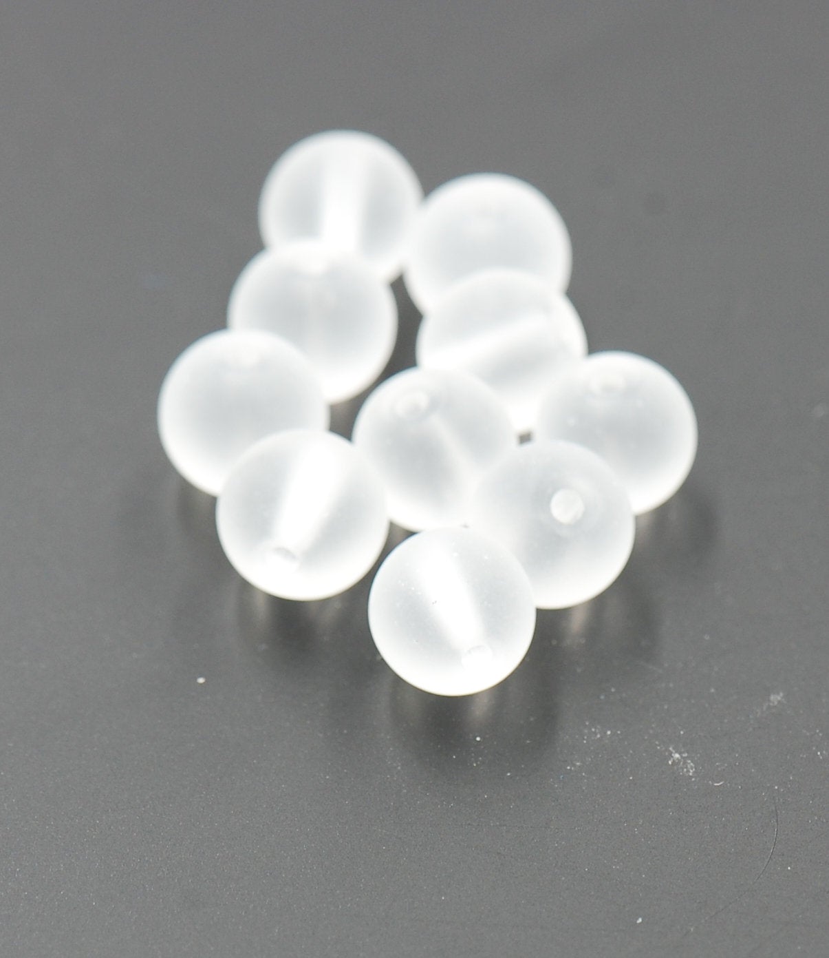 White 6mm Frosted Matte Glass Round Druk Beads - 100 beads