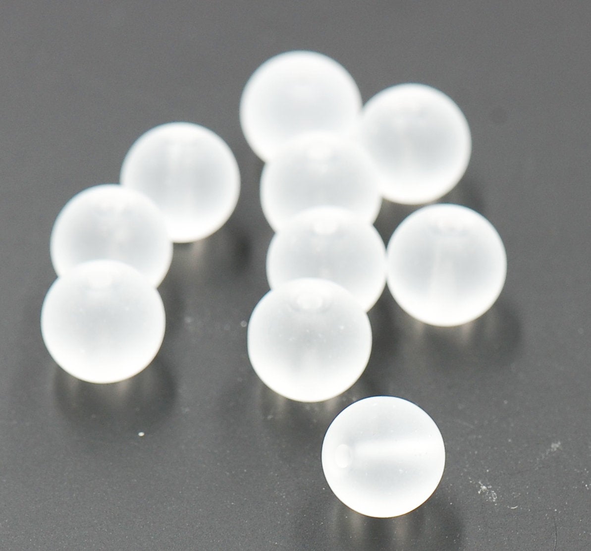 White 6mm Frosted Matte Glass Round Druk Beads - 100 beads