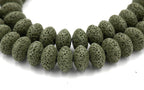 Natural Lava Rondelle 15x9mm Saucer Lava Beads - 14.5" strand