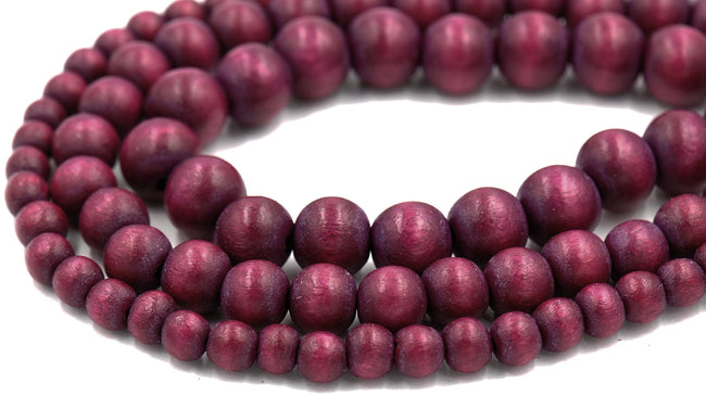 Spiced Red Plum Purple Beads 6mm 8mm 10mm Wood beads -16 inch strand Main Image