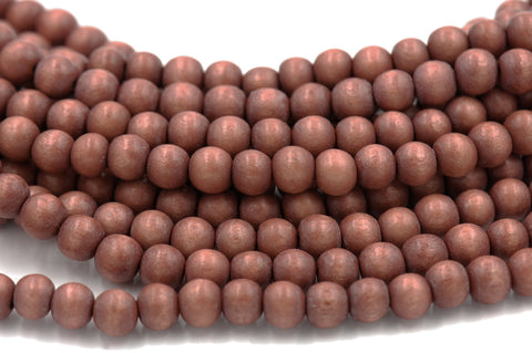 Fall Leaf Brown Wood Round 8mm, Warm Brown Wood Beads -16 inch strand