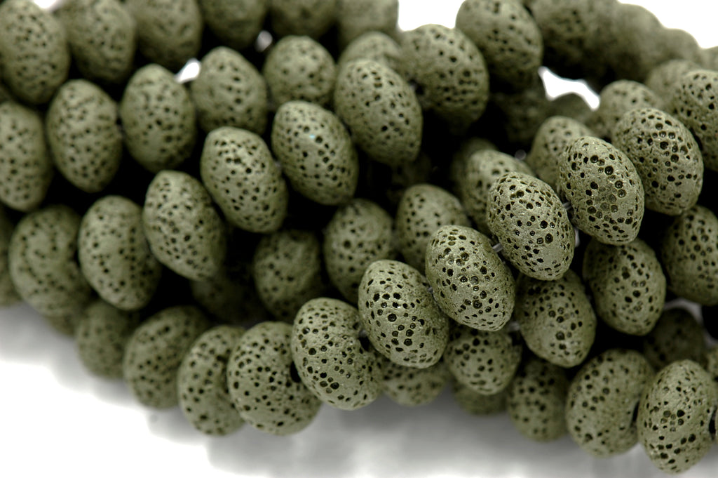 Natural Lava Rondelle 13x8mm Saucer Lava Beads - 14.5&quot; strand