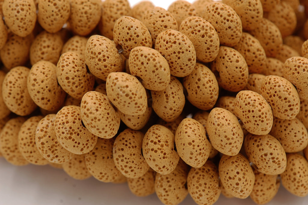 Natural Lava Rondelle 13x8mm Saucer Lava Beads - 14.5&quot; strand