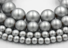 Silver Wood Beads 6mm, 8mm, 10mm, 12mm 16mm Silver Wood Rondelle 8x4mm -16 inch strand