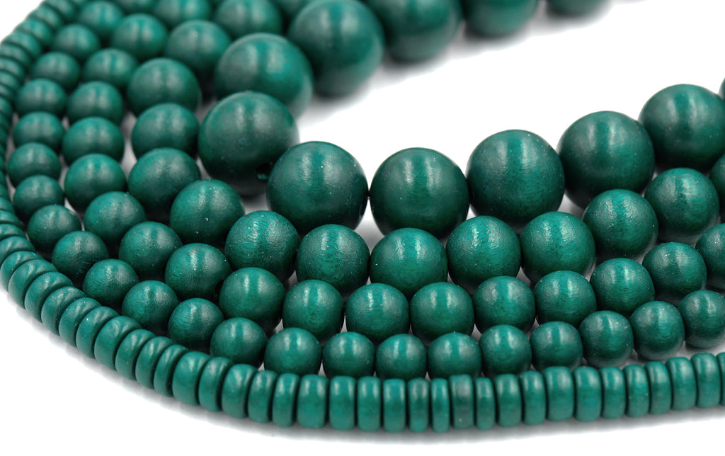 Christmas Green Beads 8mm 10mm Green Wood beads -16 inch strand