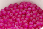 Magenta Pink 6mm Frosted Matte Glass Round Druk Beads - 100 beads