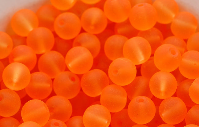Orange 8mm Frosted Matte Glass Round Druk Beads - 100 beads Main Image