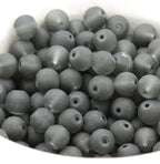 8mm Storm Gray Frosted Matte Glass Round Druk Loose Beads - 100 beads