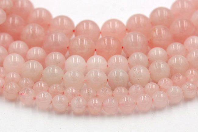Rose Quartz 4mm, 6mm, 8mm, 10mm, 12mm Round Pink Rose Quartz  -15 inch strand Hover Image