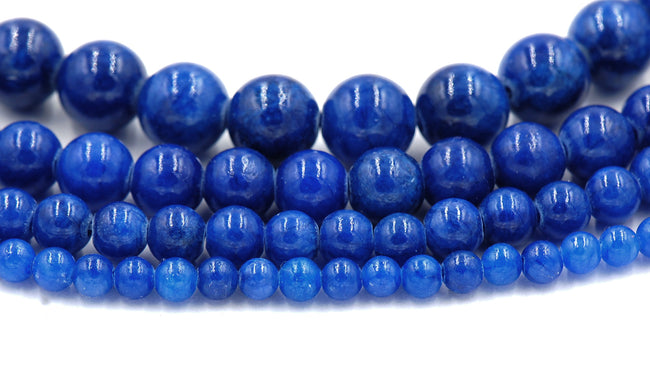 Blue Jade, 4mm, 6mm, 8mm, 10mm, 12mm Jade Round Beads in Opaque Finish -15 inch strand Main Image