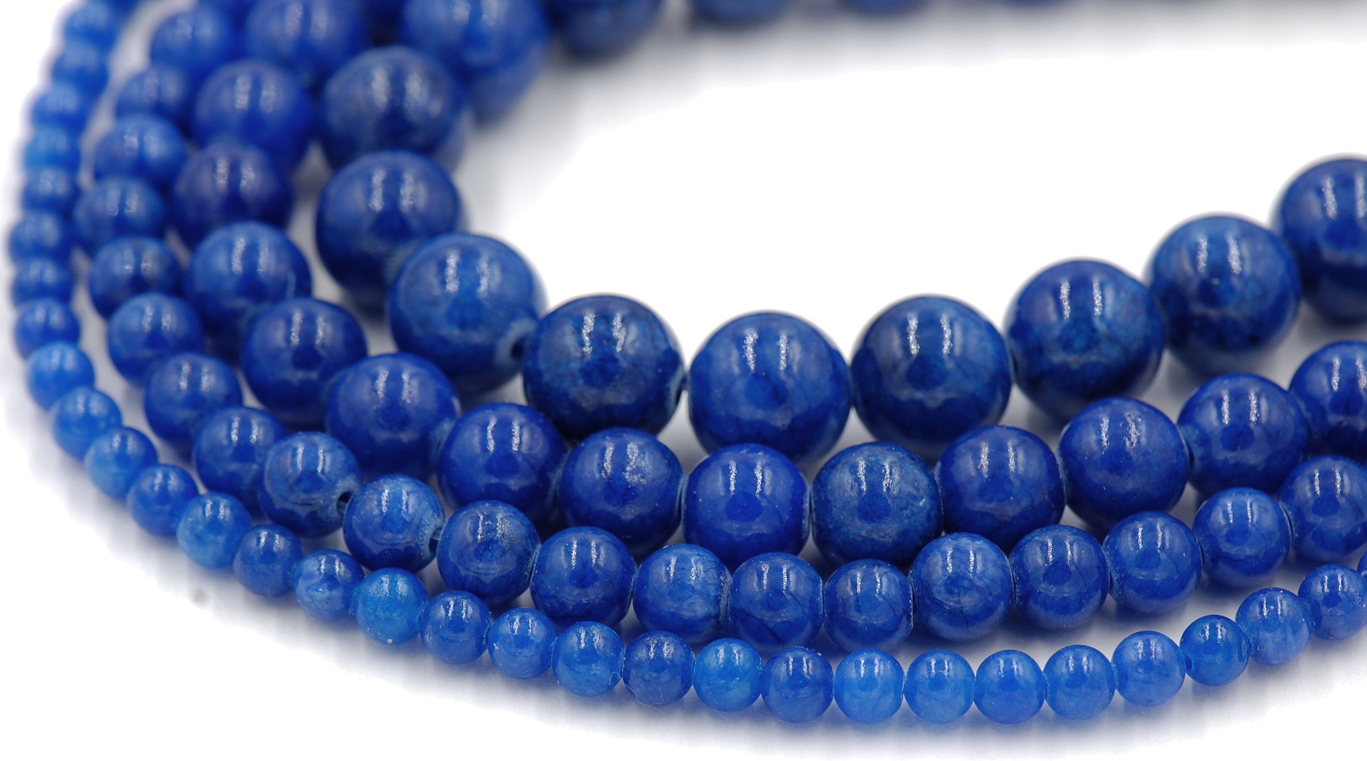 Blue Jade, 4mm, 6mm, 8mm, 10mm, 12mm Jade Round Beads in Opaque Finish -15 inch strand