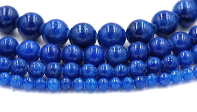 Blue Jade, 4mm, 6mm, 8mm, 10mm, 12mm Jade Round Beads in Opaque Finish -15 inch strand Hover Image