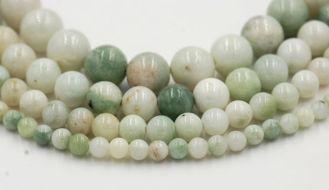 Sage Tint Green Jade, 4mm, 6mm, 8mm, 10mm, 12mm Jade Round Beads in Opaque Finish -15 inch strand Main Image