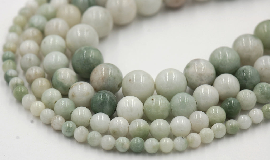Sage Tint Green Jade, 4mm, 6mm, 8mm, 10mm, 12mm Jade Round Beads in Opaque Finish -15 inch strand