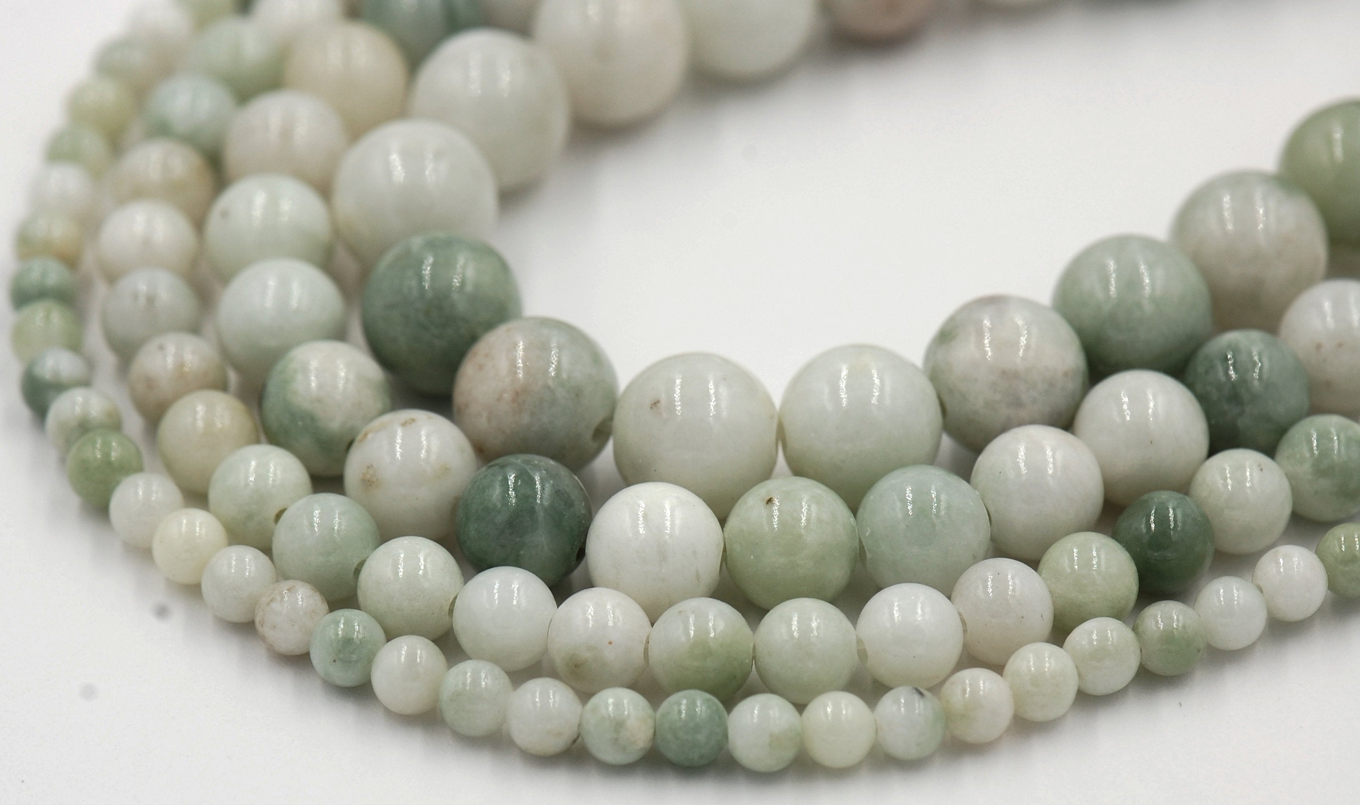 Sage Tint Green Jade, 4mm, 6mm, 8mm, 10mm, 12mm Jade Round Beads in Opaque Finish -15 inch strand