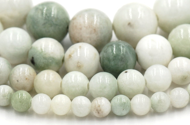 Sage Tint Green Jade, 4mm, 6mm, 8mm, 10mm, 12mm Jade Round Beads in Opaque Finish -15 inch strand Hover Image