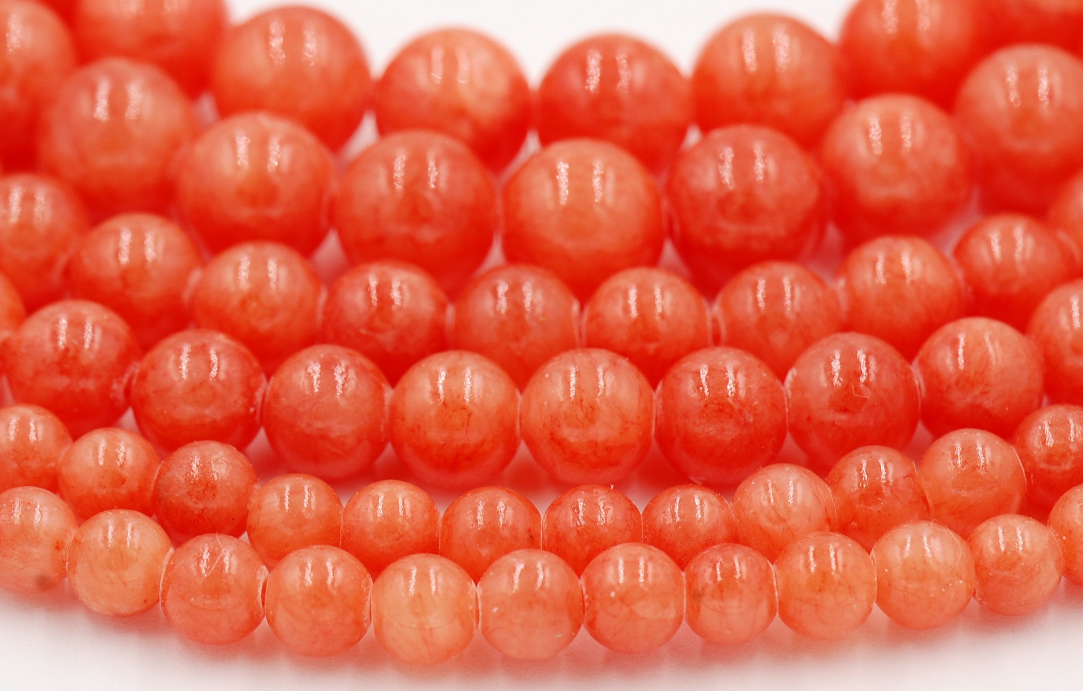 Orange melon Jade, 4mm, 6mm, 8mm, 10mm, 12mm Jade Round Beads in Opaque Finish -15 inch strand