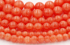 Orange melon Jade, 4mm, 6mm, 8mm, 10mm, 12mm Jade Round Beads in Opaque Finish -15 inch strand