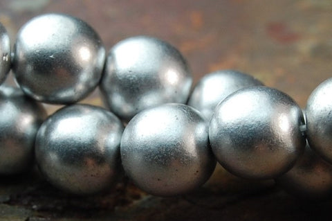 10mm Czech Matte Silver Druk Beads -20