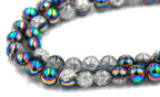 8mm Half Electroplate Crackle Quartz Beads Strands, Synthetic, Blue -15.5 inch strand
