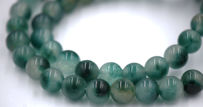 8mm Sea Green Mashan Jade Beads Smooth - 15 inch strand Hover Image