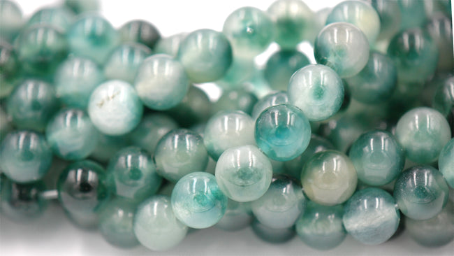 8mm Sea Green Mashan Jade Beads Smooth - 15 inch strand Main Image
