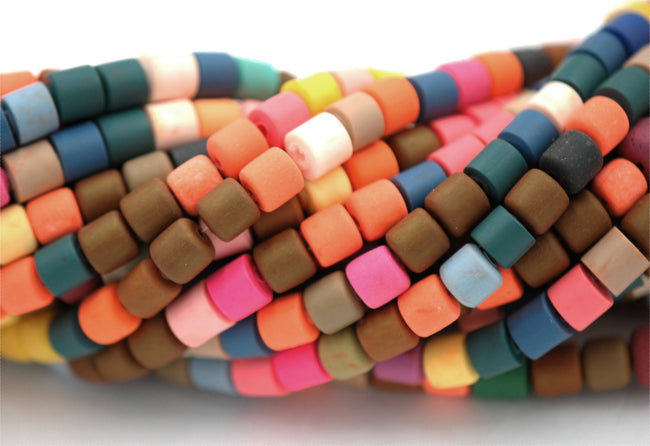 Column Handmade Polymer Clay Bead Spacers,  Assorted Color, FULL STRAND Main Image