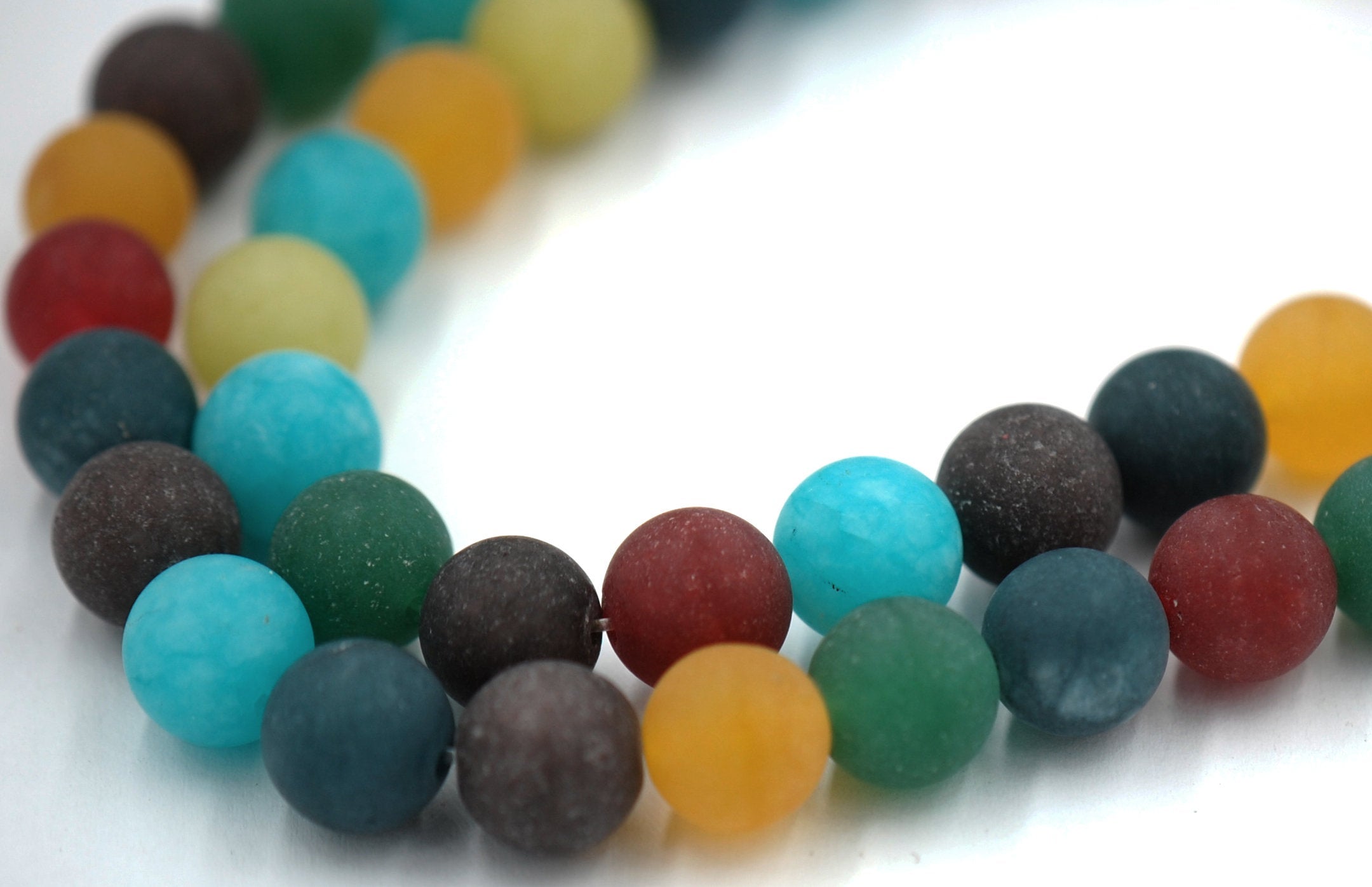10mm Matte MIXED Malaysia &quot;Jade&quot; Round Beads -15 inch strand