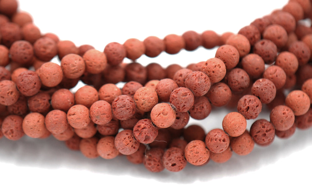 6mm Burnt Brown Lava Rock Round Stone Beads -15.5 inch strand