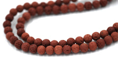 10mm Burnt Brown Lava Rock Round Stone Beads -15.5 inch strand
