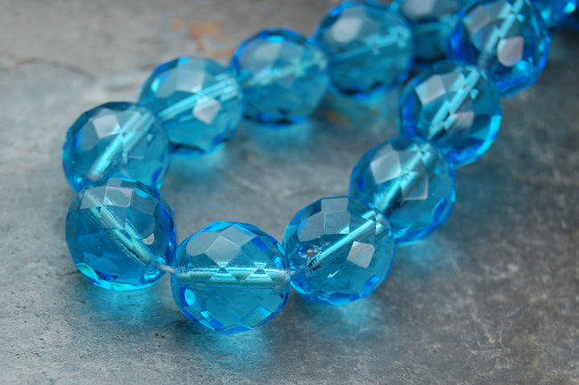 Turquoise Blue 8mm Faceted Czech Glass Beads   -16 inch strand Main Image