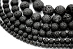 Natural Lava Beads, Full Strand, Round Black Volcanic Rock, Gemstones wholesale mala, 4mm 6mm 8mm 10mm 12mm 14mm