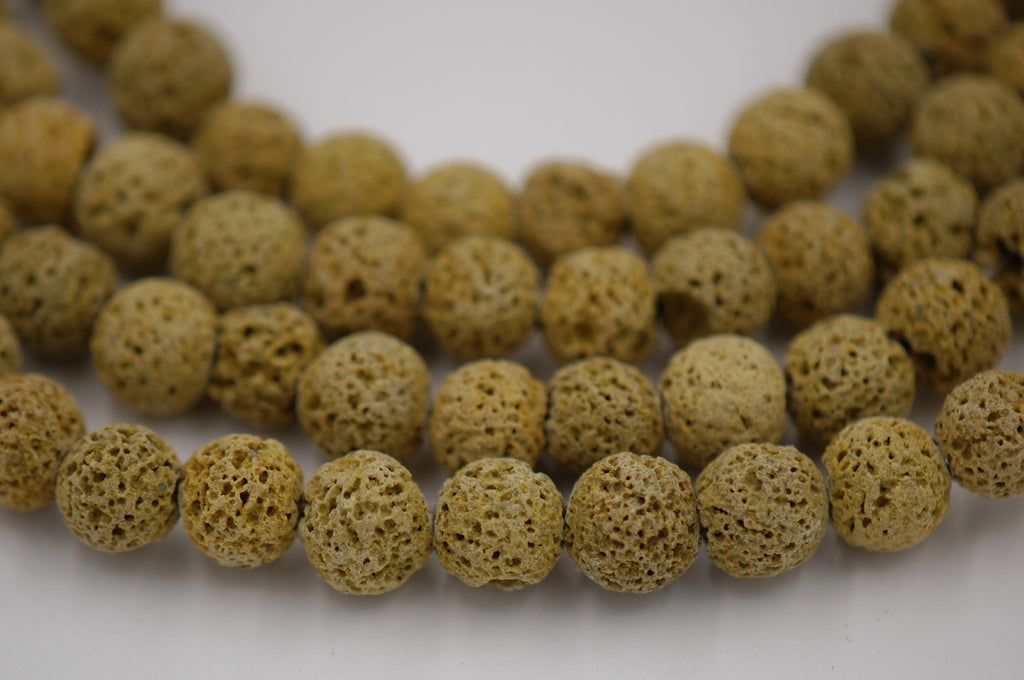 8mm Moss Green Lava Rock Round Stone Beads -15.5 inch strand