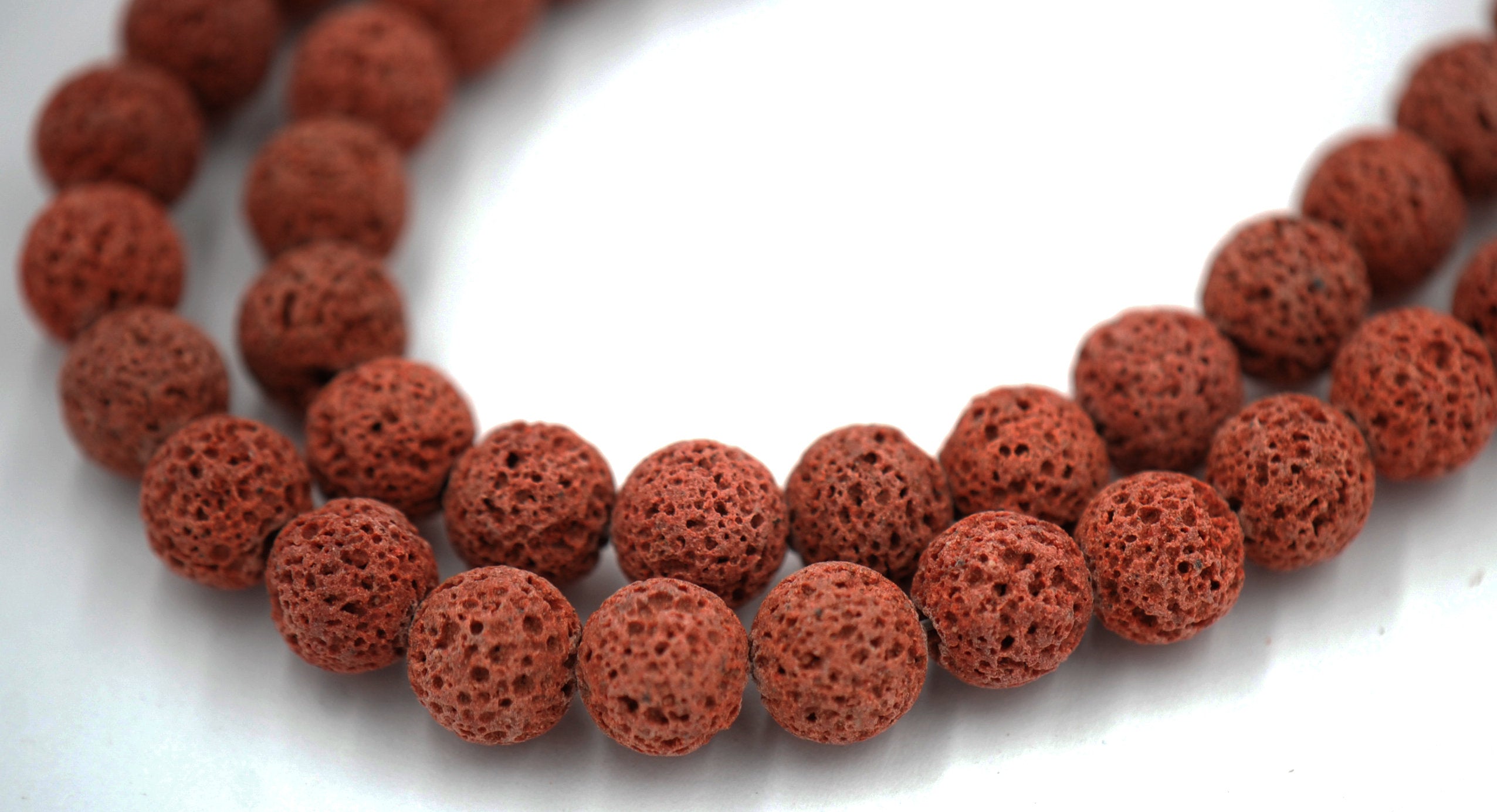 8mm Sienna Brown Lava Rock Round Stone Beads -15.5 inch strand
