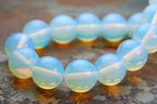 4mm Sea &quot;Opal&quot; Glass Creamy AA White Blue Opalescent  -12 inch strand