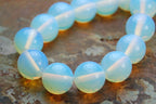 6mm Sea &quot;Opal&quot; Glass Creamy White Blue Opalescent  -12 inch strand