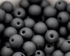 Black Frosted 8mm Frosted Matte Glass Round Druk Beads - 100pc
