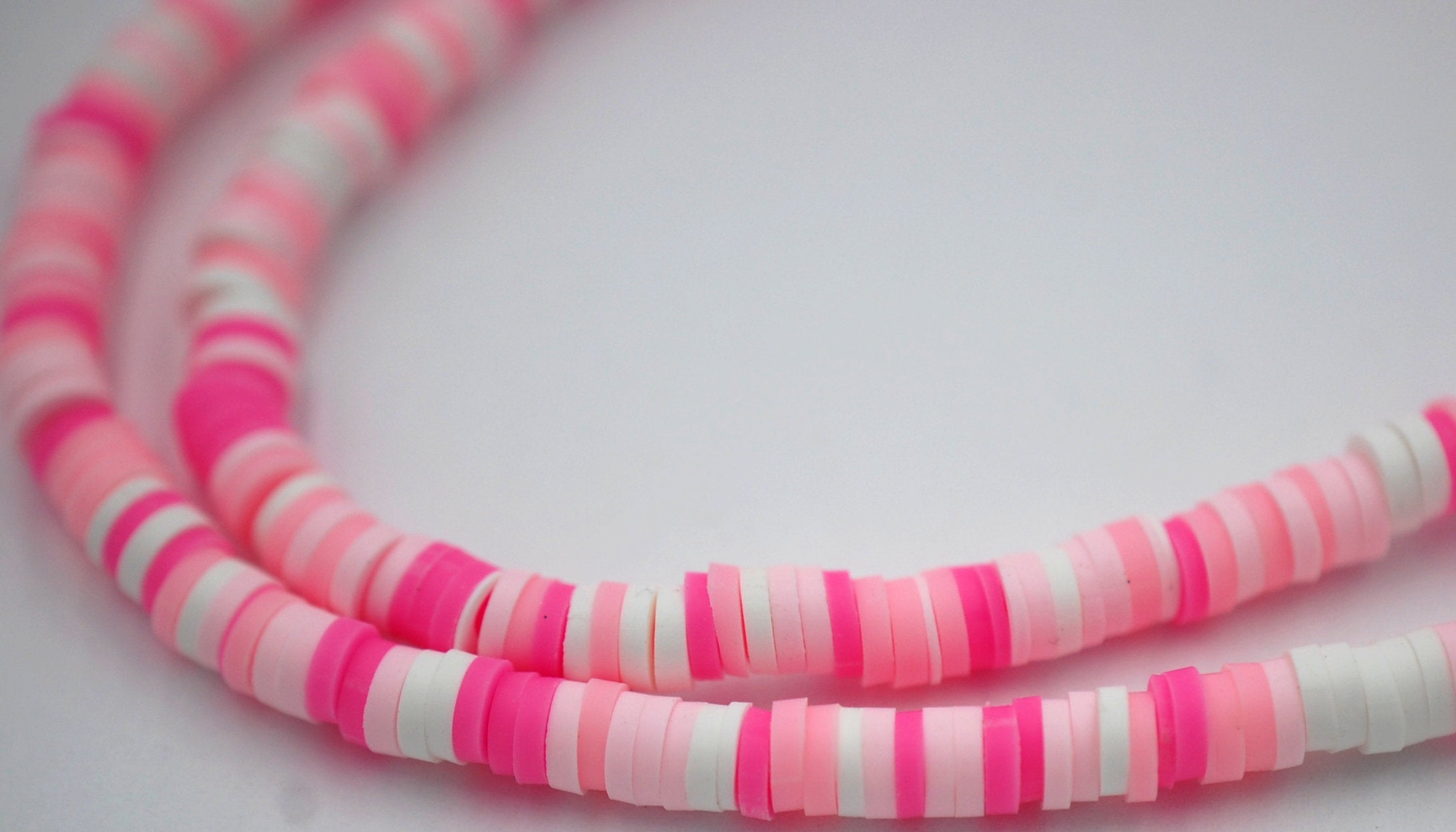 4mm Flat Round Handmade Polymer Clay Bead Spacers, Pink Assorted Color, FULL STRAND