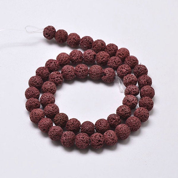 8mm Red Brown Lava Rock Round Stone Beads -15.5 inch strand Main Image