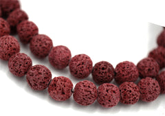 8mm Red Brown Lava Rock Round Stone Beads -15.5 inch strand