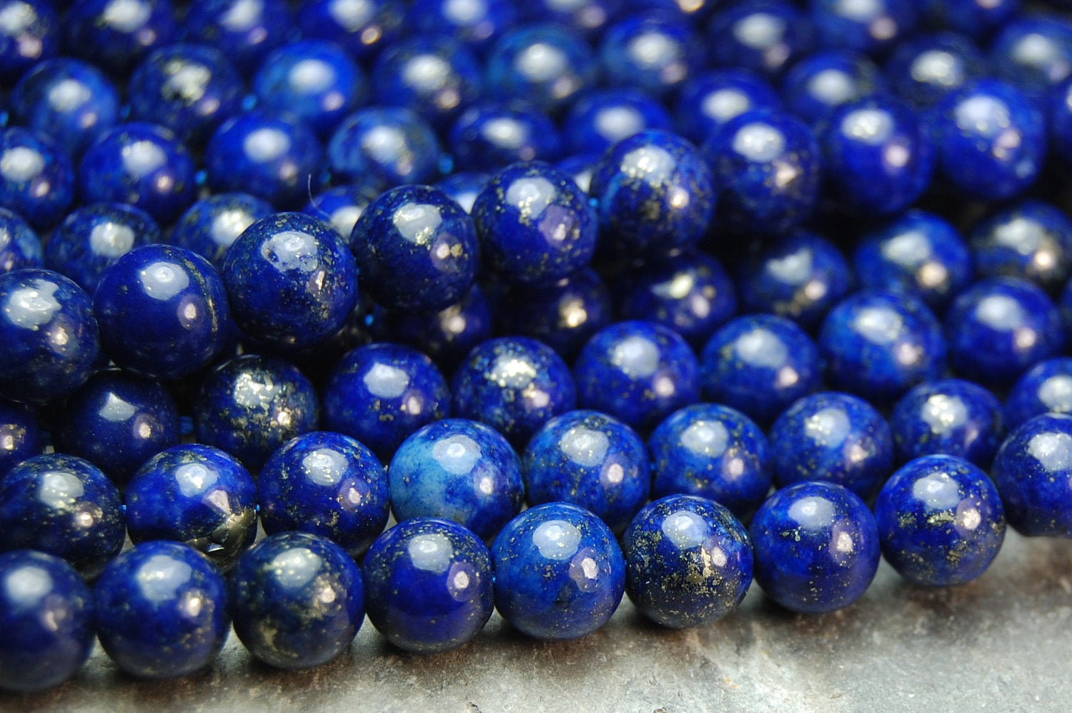 6mm Lapis Lazuli Round Beads (A Grade)   -15.5 inch strand